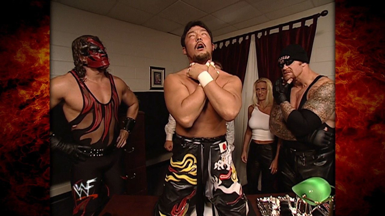 The Undertaker, Kane, Sara, William Regal & Tajiri Backstage Segment 7/19/01