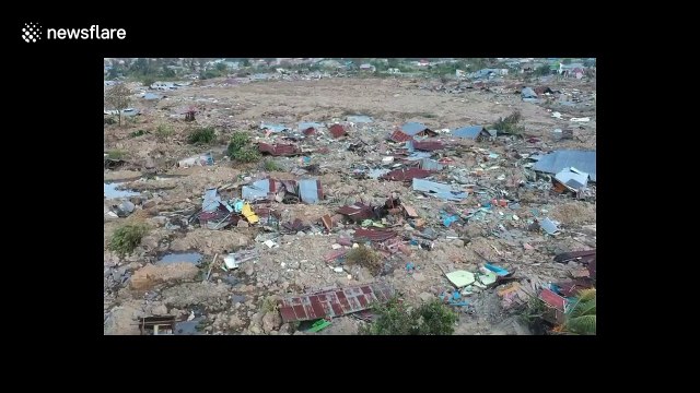Drone footage shows devastation of Indonesian village after earthquake