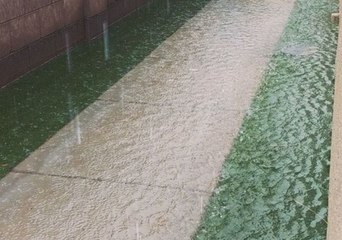 Rainstorm Floods Fake Turf in Phoenix Backyard
