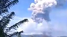 Ash Cloud Billows from Soputan Volcano After Eruption on Sulawesi Island, Indonesia