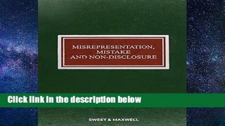 [P.D.F] Misrepresentation, Mistake and Non-Disclosure by John Cartwright