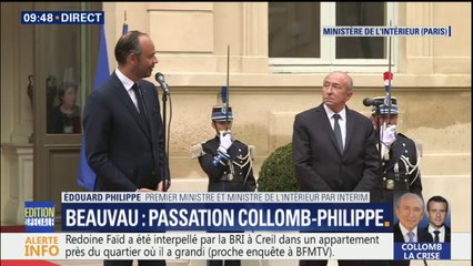 Passation de pouvoir: Édouard Philippe remercie Gérard Collomb et son "caractère direct de l'expression"