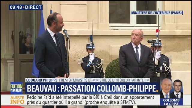 Passation de pouvoir: Édouard Philippe remercie Gérard Collomb et son caractère direct de l'expression