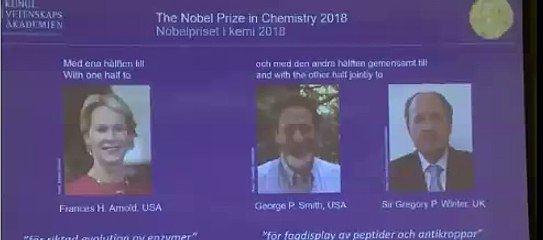 شاهد.. لحظة الإعلان عن الفائزين بجائزة نوبل للكيمياء