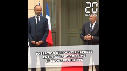 Download Video: Passation de pouvoir express (et froide) entre Gérard Collomb et Edouard Philippe