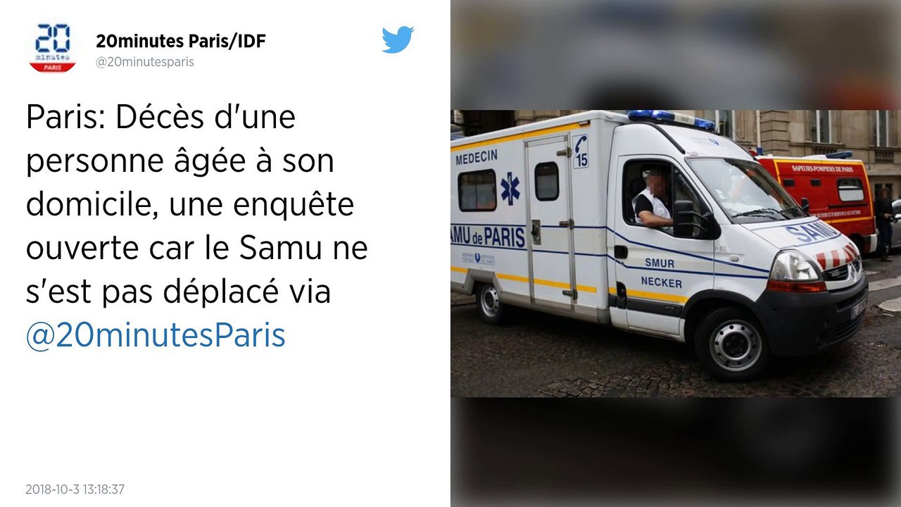 Paris. Décès d’une vieille dame pour qui le Samu ne s’est jamais déplacé.