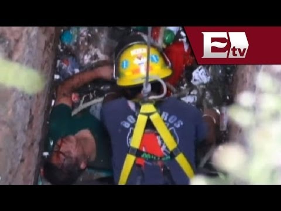 Hombre es asaltado y arrojado a un pozo / Rescatan a hombre arrojado a un pozo