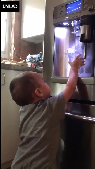 "My little brother learned how to use the water dispenser for our fridge and..." 