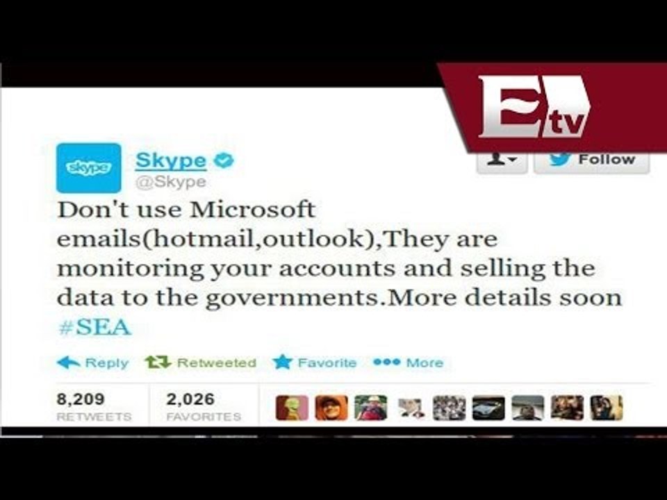 Hackean cuentas de Facebook y Twitter de Skype/ Hacker tv