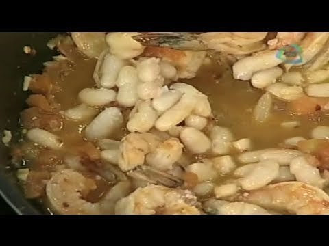 Receta de camarones con ajo y alubias. Receta de comidas fáciles y rápidas