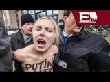 Activistas de Femen protestan en Bélgica por la visita de Vladimir Putin/ Global Paola Barquet