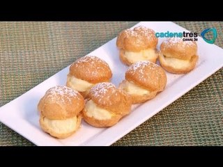 Receta de como preparar profiteroles rellenos de crema de limón.  Receta comida mexicana