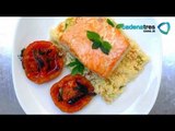 Receta de salmón con couscous y jitomates rostizados. Receta de salmón / Receta comida mexicana