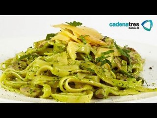 Receta de pasta de pesto con cilantro cremosos. Receta de pasta / Receta de pasta de pesto
