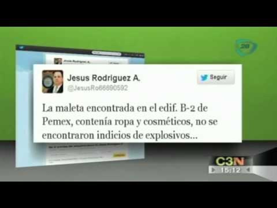 Maletas del edifico B2 de Pemex sin indicios de explosivos