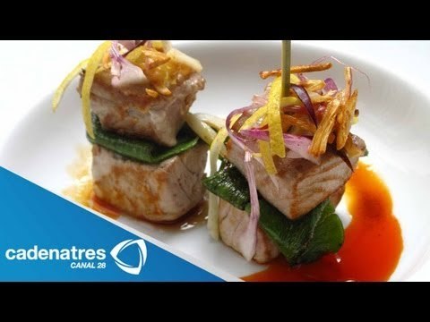 Receta de preparar brochetas de atún con mayonesa de wasabi. Brochetas / Receta de brochetas
