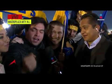Rayados festejan el título de los Tigres en la Macroplaza