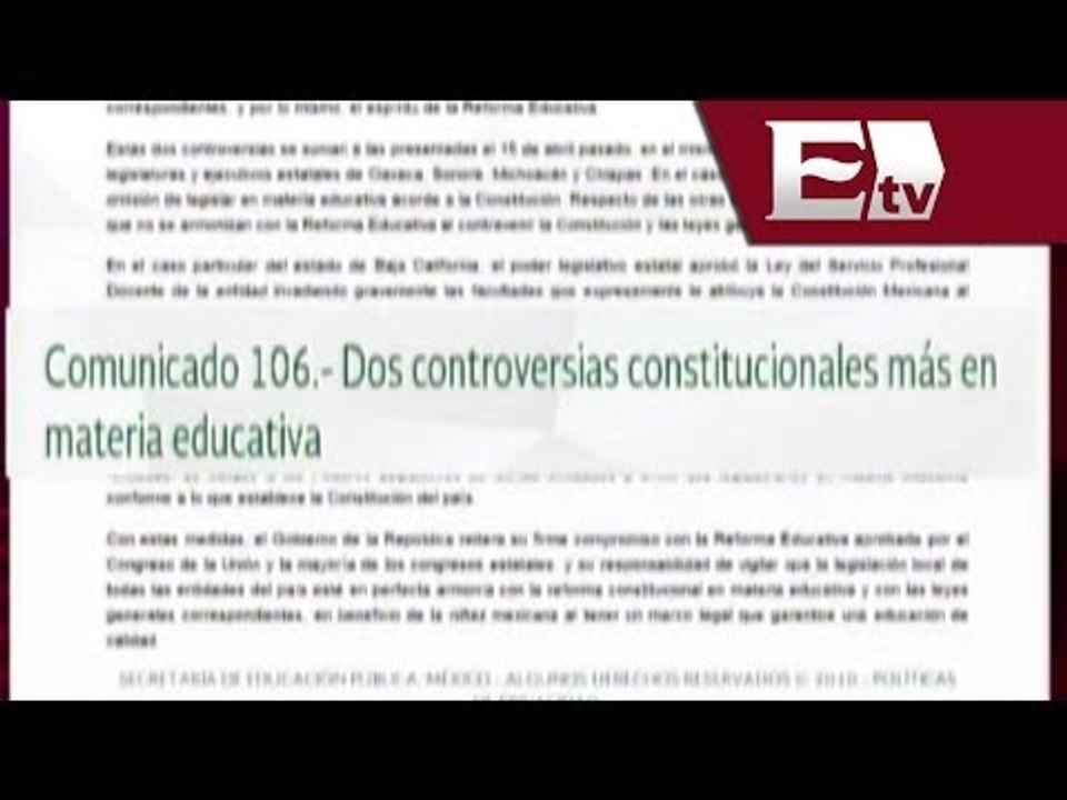 Presentan dos controversias constitucionales en materia educativa / Excélsior informa