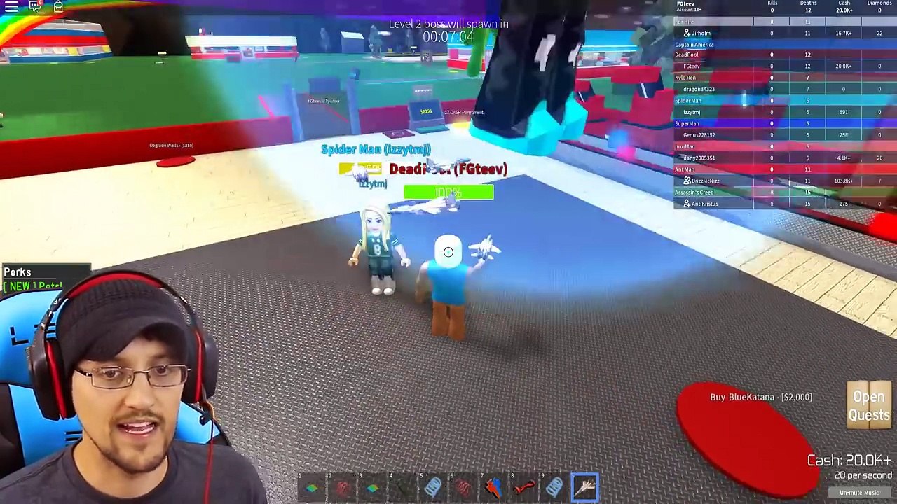 WHO PEE'D IN DEADPOOL-  ROBLOX Superhero Tycoon Magic, Kill Quests & Boss Spawns FGTEEV #17
