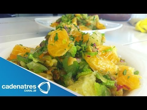 Receta para preparar ensalada de mandarina y vinagreta. Receta de ensalada / Recetas fáciles