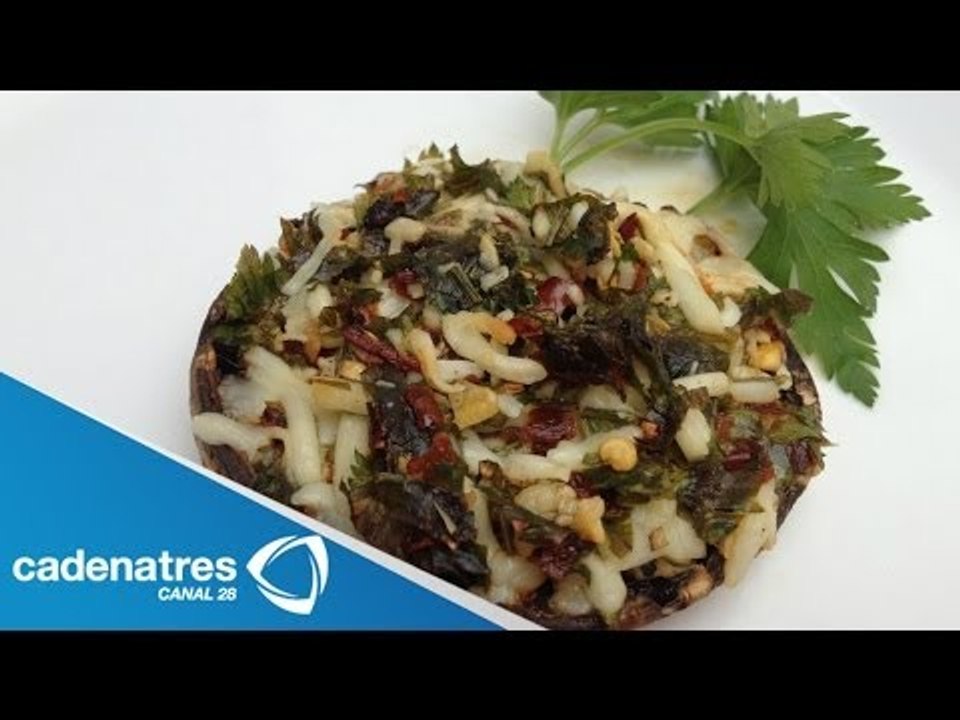 Receta de hongos portobello rellenos de alubia. Receta con hongos / Recetas fáciles