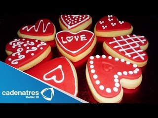 Receta para preparar caja de galletas de corazones. Receta de galletas / 14 de febrero