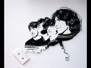 Retratos de famosos con cintas de cassettes por Erika Iris