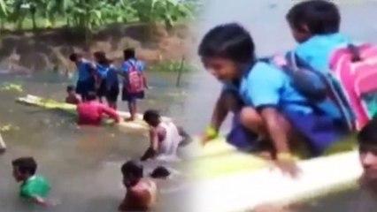 Assam: खतरे में बच्चों की जान, केले के तने से नदी पार कर स्कूल जाते है बच्चे, Watch Video | वनइंडिया