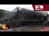 Tras choque camión se incendia en la carretera Oaxaca-Puebla  / Vianey Esquinca