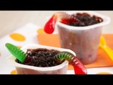 Pudding de chocolate con gusanos de gomitas / Chocolate pudding with gummy worms