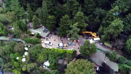 Adnan Oktar'ın villasında başlayan yıkım çalışması havandan görüntülendi