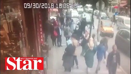 Polisten kaçan uyuşturucu satıcısı araçla vatandaşların arasına böyle daldı