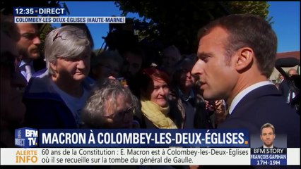 "On ne se rend pas compte de la chance qu'on a." Macron répond à des retraités mécontents à Colombey