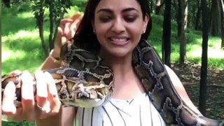 Kajal Agarwal Shooting With Snake Despite Of fear