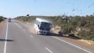 Lucky Escape as Car Attempting to Overtake Smashes Into Oncoming Bus