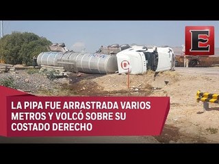 Tren embiste a pipa cargada de gasolina en San Luis Potosí