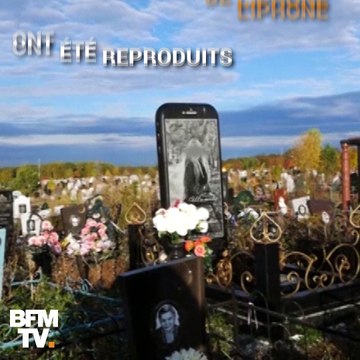 La pierre tombale de cette jeune femme est un iPhone géant