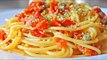 Spaghetti con jitomates y mantequilla de anchoa