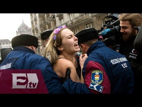 Protestas de activistas de Femen por visita de Putin a Hungría/ Global
