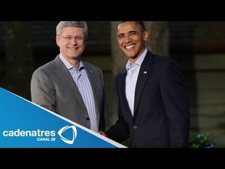 Barack Obama y el primer ministro de Canadá Stephen Harper vistan México