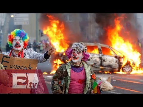 Violentas protestas en Frankfurt, Alemnia, por las medidas de austeridad/ Global