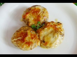 Champiñones rellenos de salmón y queso