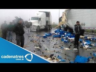 Carambola de 14 vehículos se registra en la carretera Saltillo-Monterrey por neblina