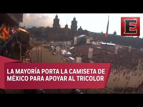 Capitalinos abarrotan el Zócalo para ver el partido México vs Corea