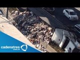Vuelca camión de basura y complica tránsito en Polanco, DF
