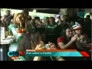 México festeja el empate ante Brasil en mundial 2014 / México vs Brasil