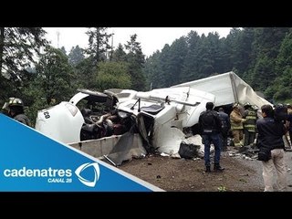 ÚLTIMA HORA!!! Tráiler choca contra muro de contención en la México-Toluca