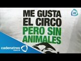 Militantes del PVEM y activistas se manifiestan en Bellas Artes en pro de circos sin animales