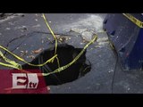 Socavón causa afectaciones viales en San Miguel Chapultepec/ Vianey Esquinca