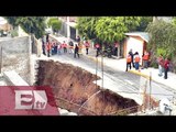 Desgajamiento de calle en Tlalpan pone en riesgo a varias viviendas/ Vianey Esquinca